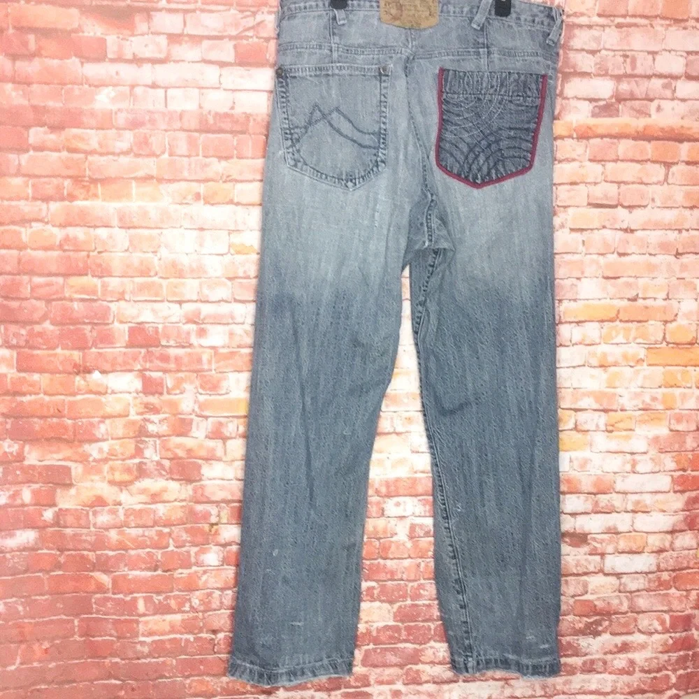 Vintage Azzure Distressed Mens High Rise Blue Jeans